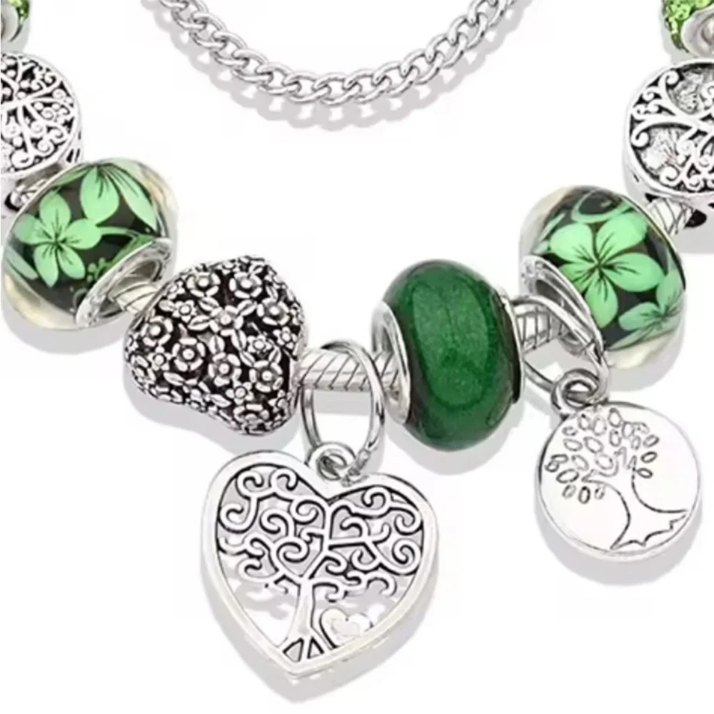 Anthropologie Silver and Green Beaded Bracelet - Picture 4 of 4